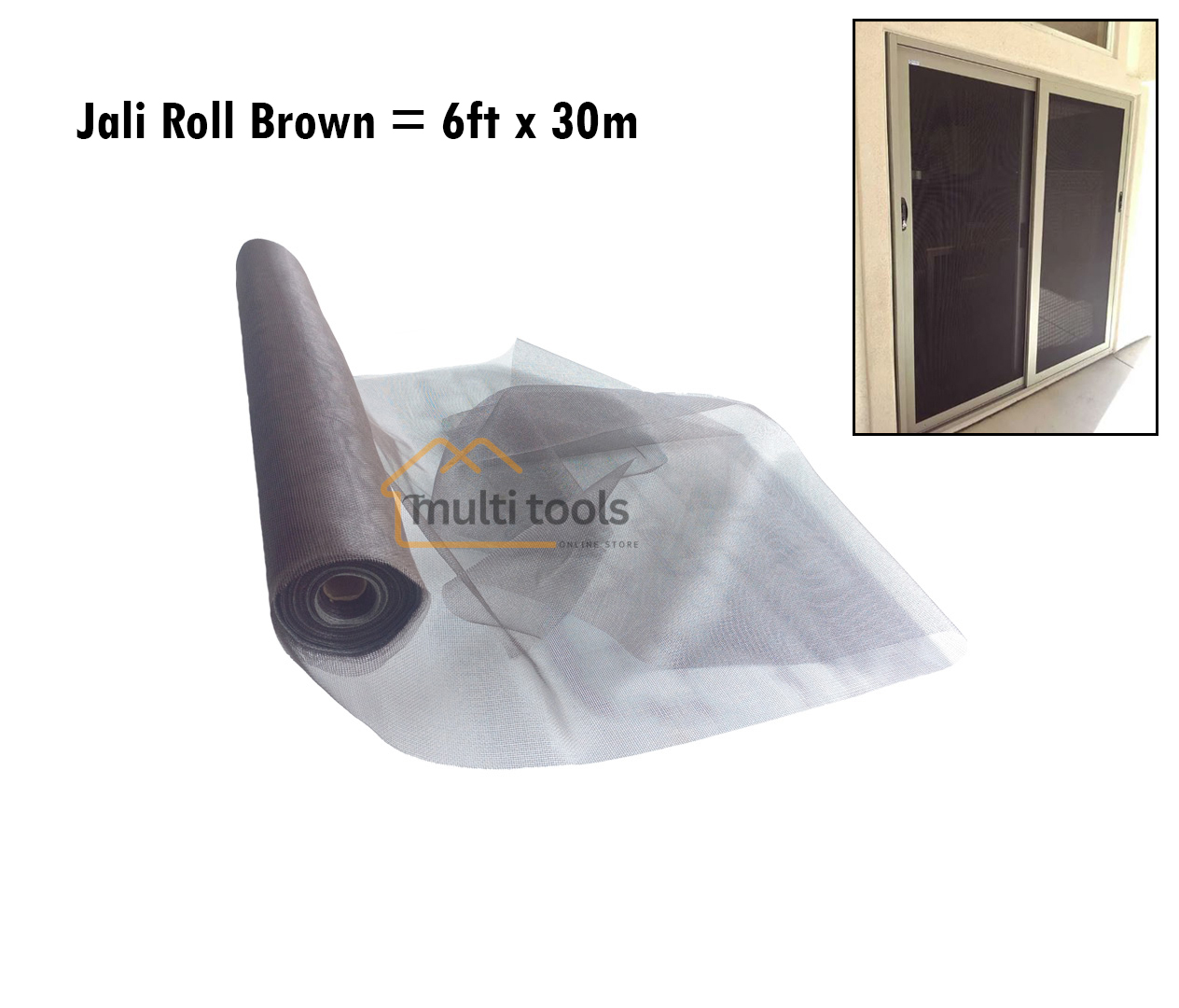 Fiber Net Brown Roll For Aluminium Window 6ft X 30m